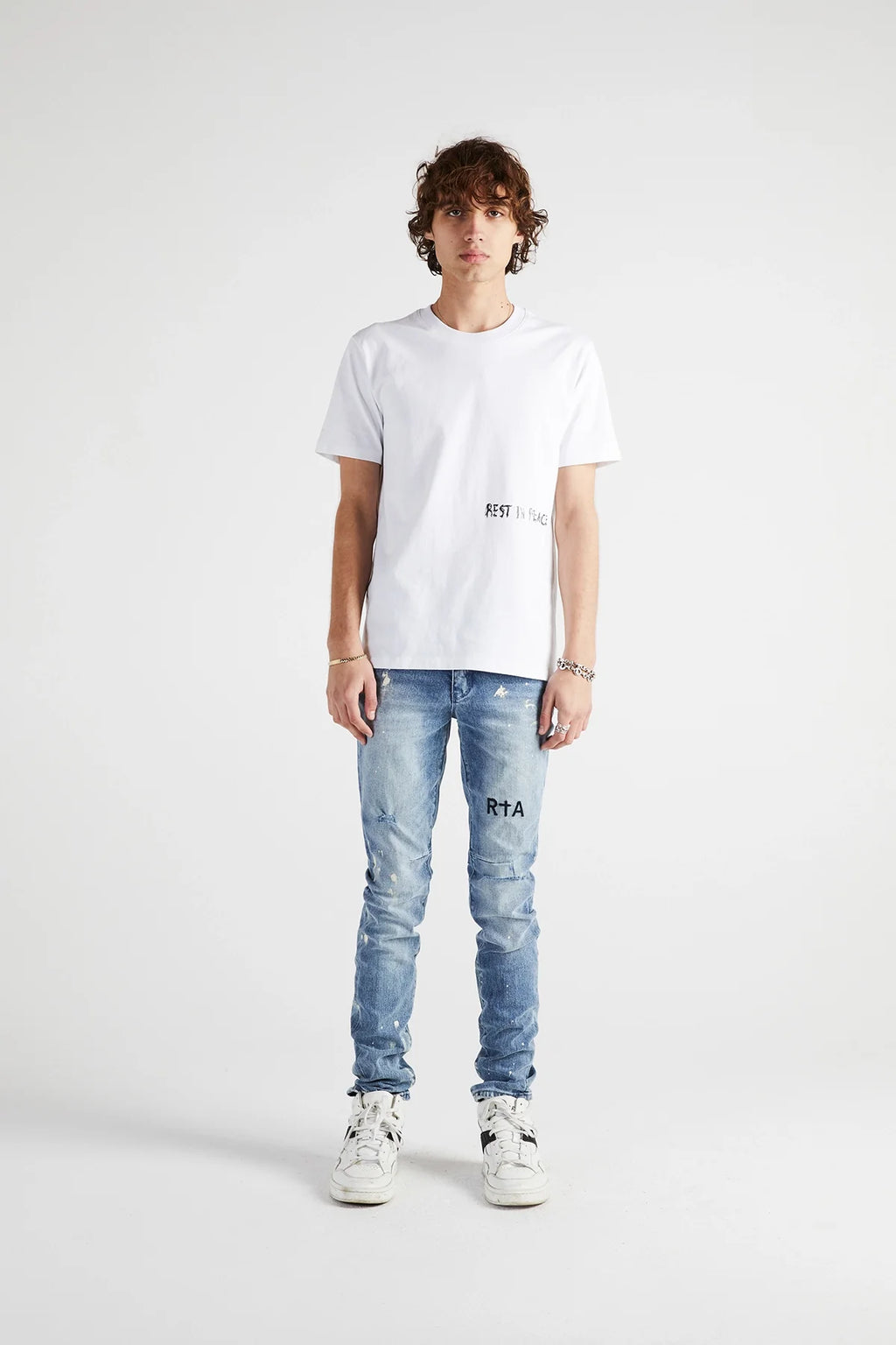 CLAYTON SKINNY JEAN | DISTRESSED WHITE PAINT SPLATTER