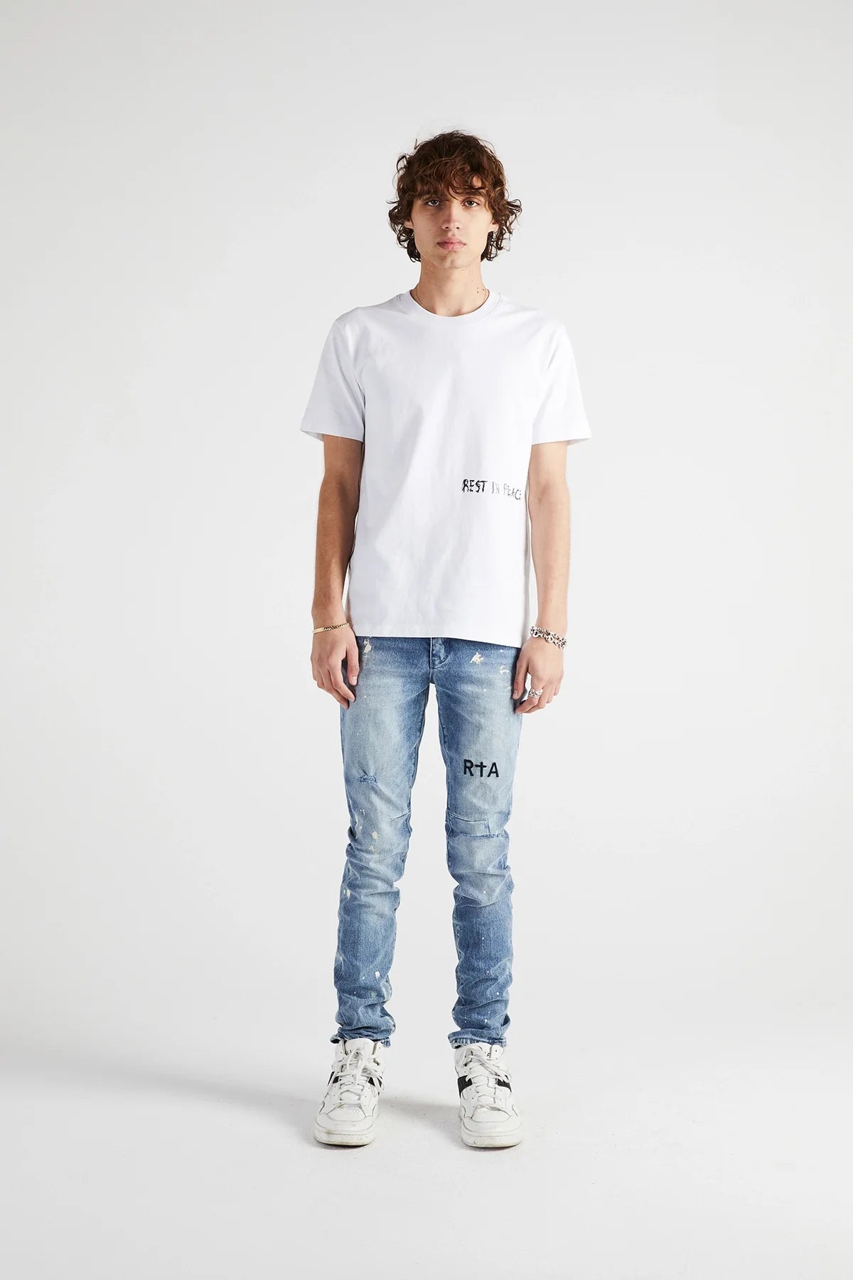 CLAYTON SKINNY JEAN | DISTRESSED WHITE PAINT SPLATTER