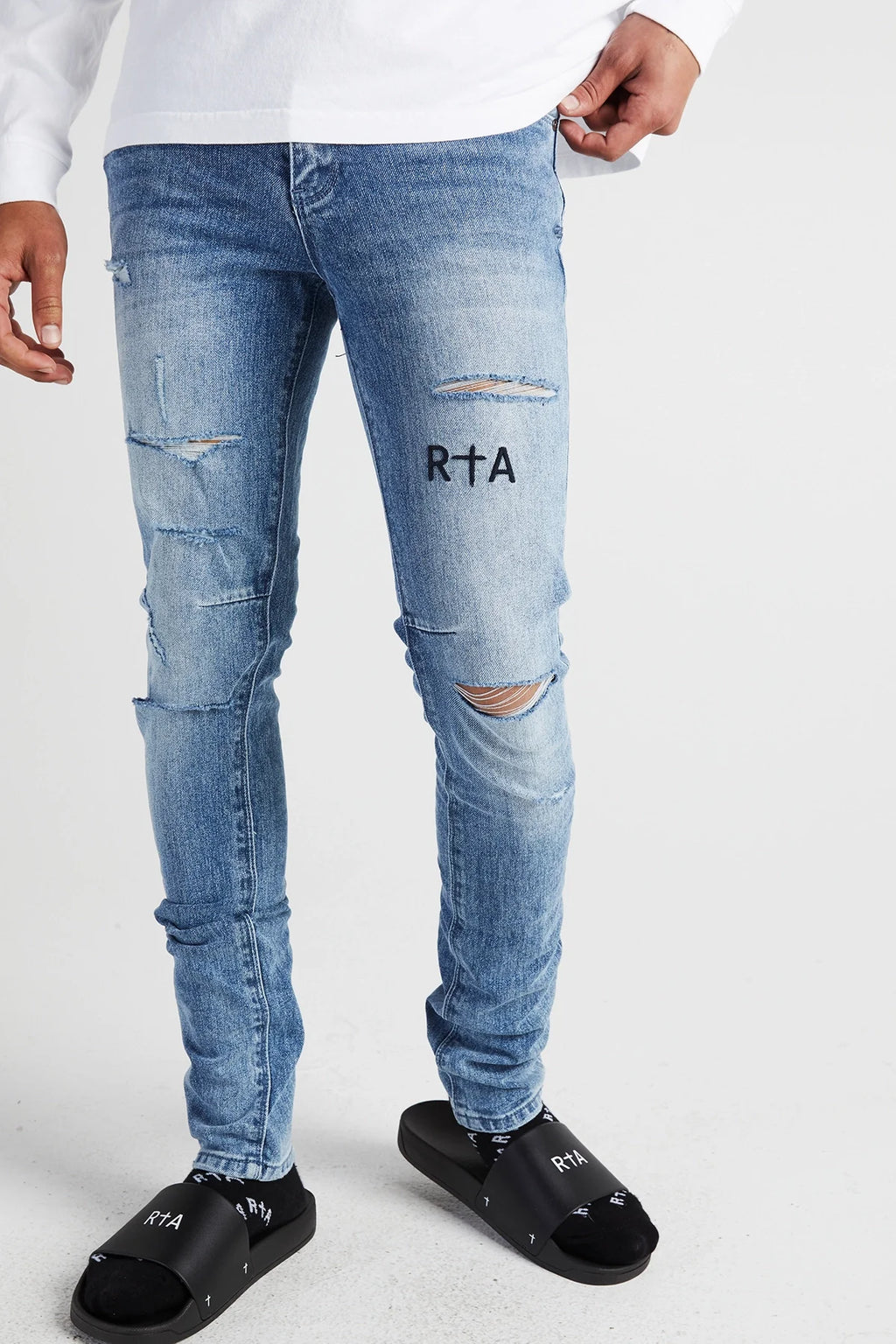 BRYANT RIPPED SKINNY JEAN | DISTRESSED VINTAGE BLUE