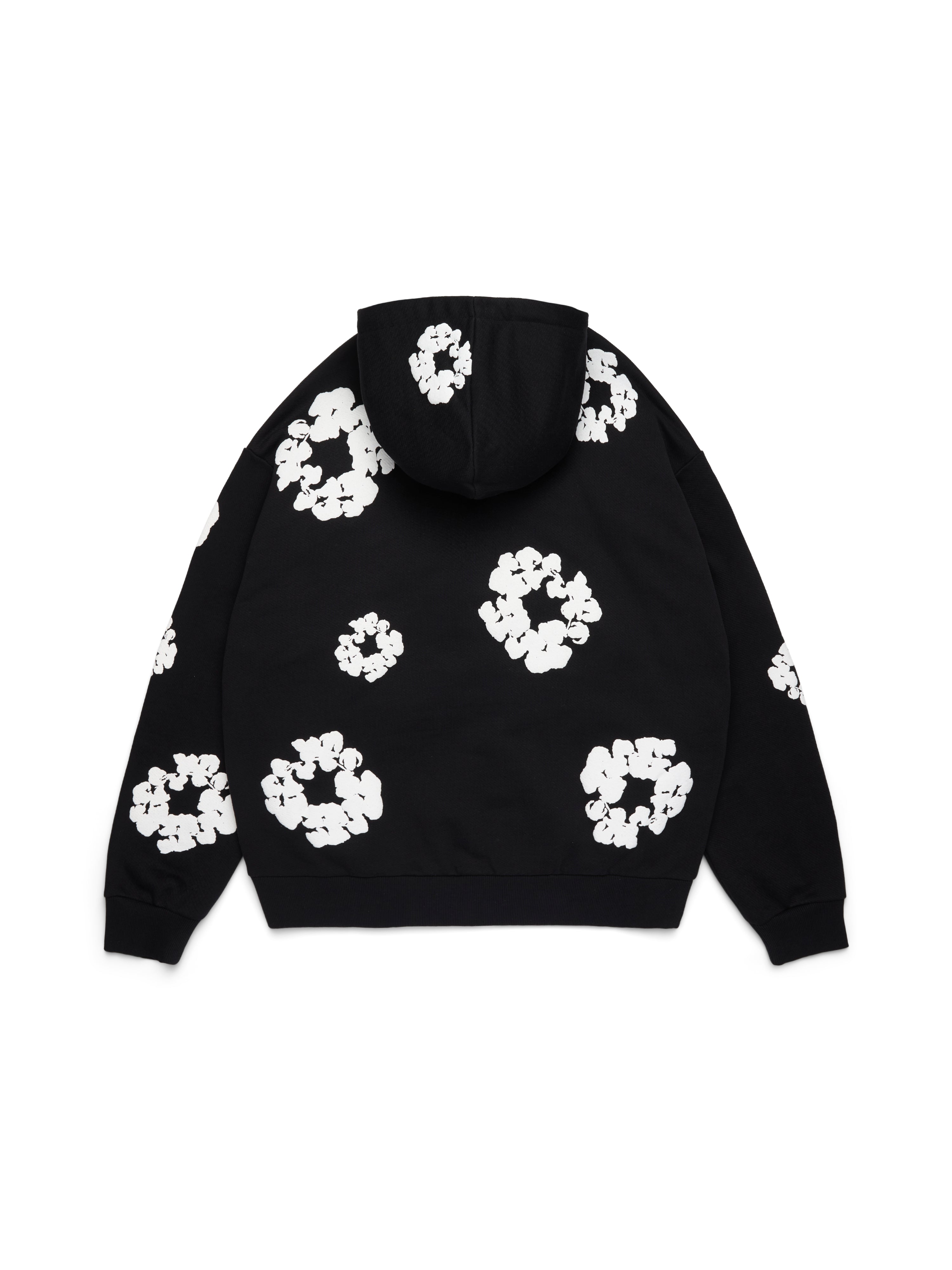 Cotton Wreath Hoodie Black