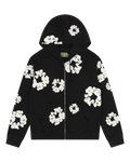 Cotton Wreath Zip Hoodie Black