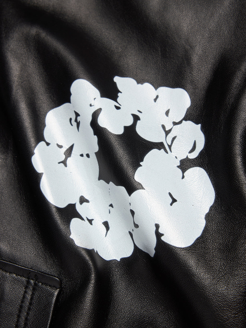 Leather Cotton Wreath Jacket Black