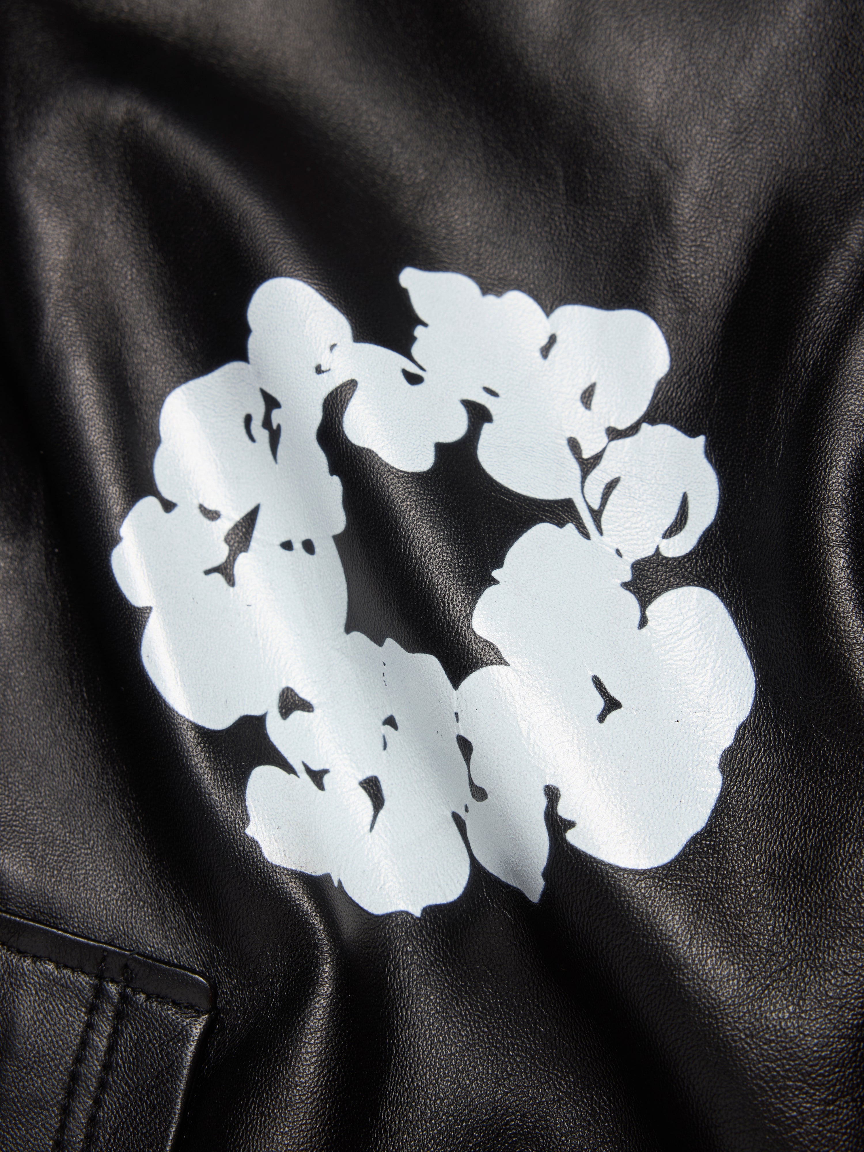 Leather Cotton Wreath Jacket Black
