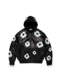 Leather Cotton Wreath Jacket Black