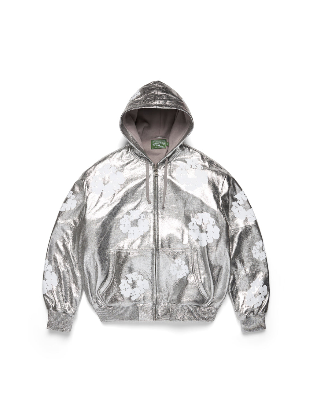 Leather Cotton Wreath Jacket Silver