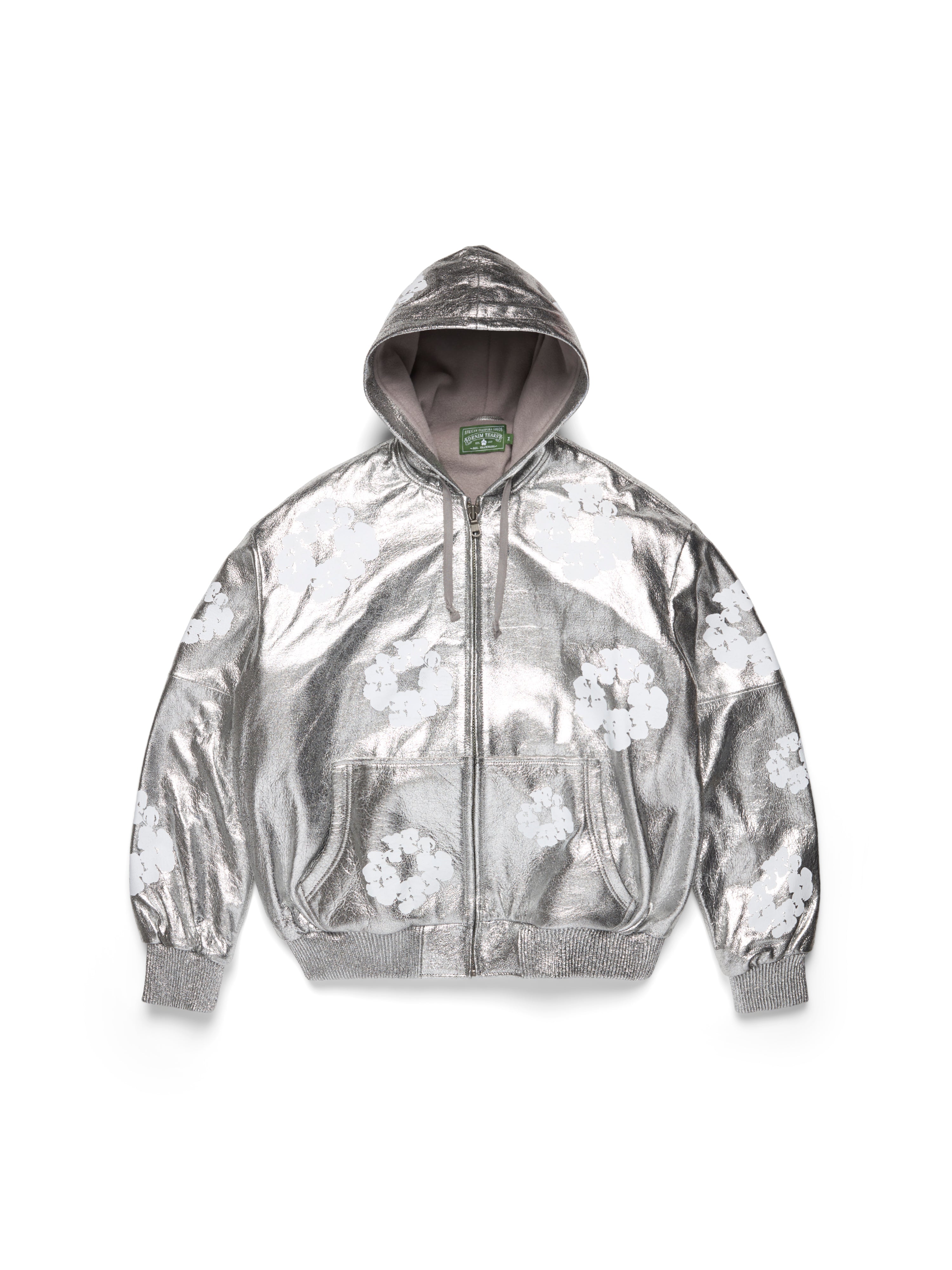 Leather Cotton Wreath Jacket Silver