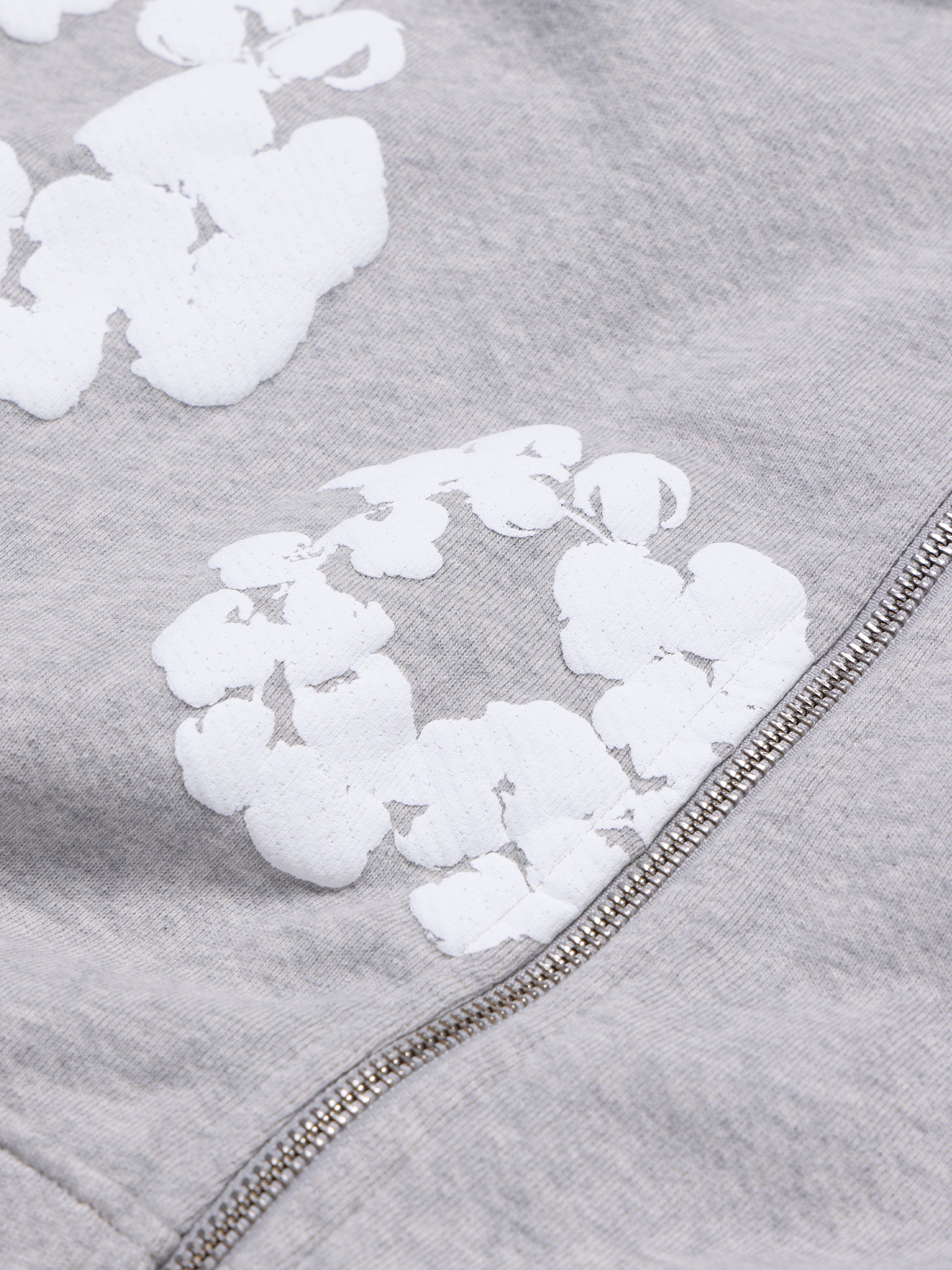 Cotton Wreath Zip Hoodie Grey