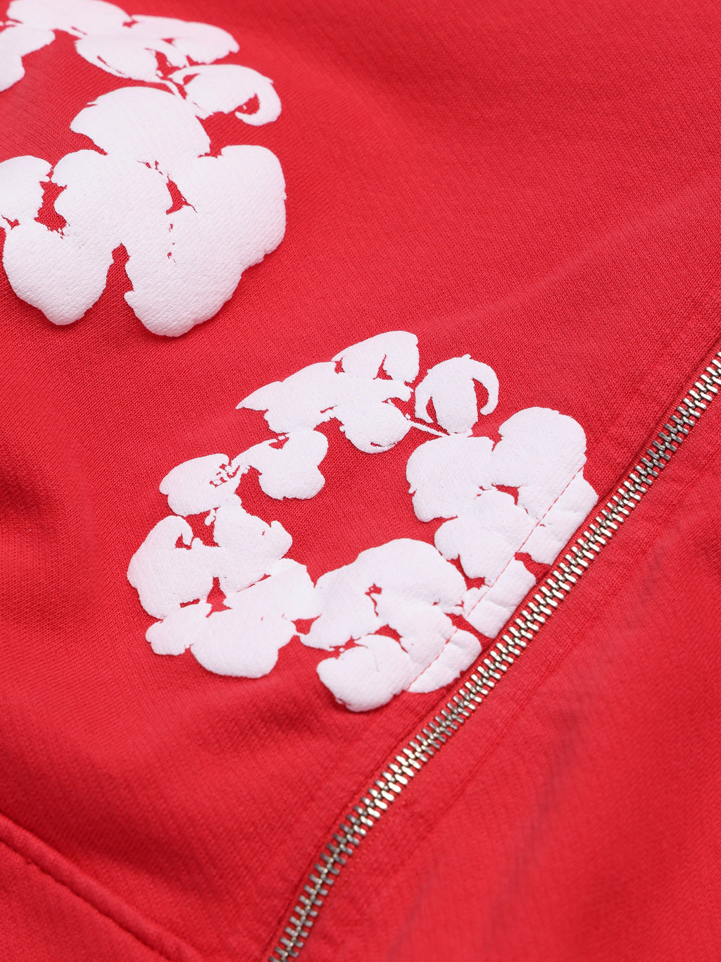 Cotton Wreath Zip Hoodie Red