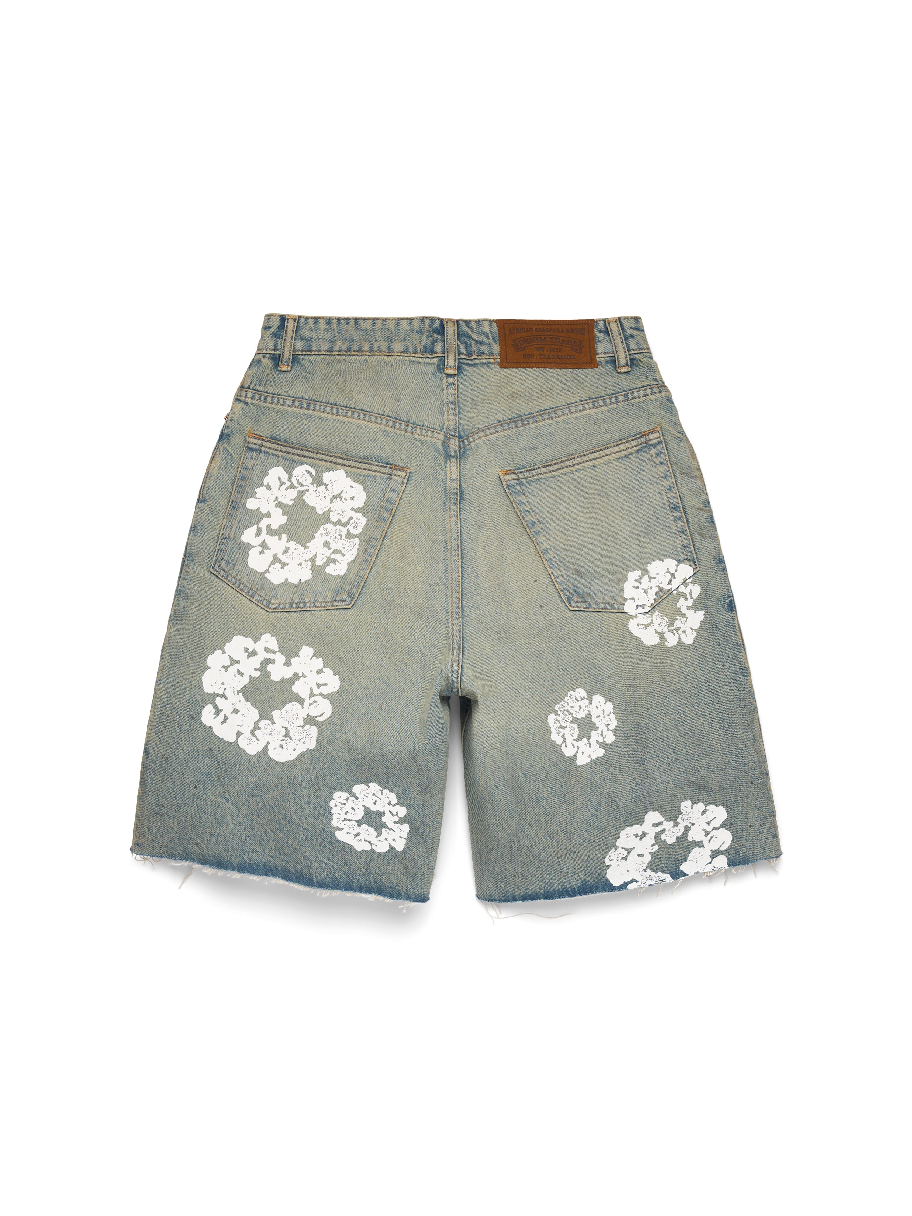 Dirty Wash Cotton Wreath Denim Short