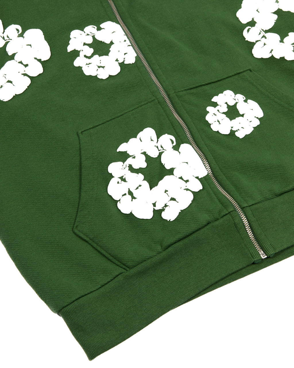 Cotton Wreath Zip Hoodie Green