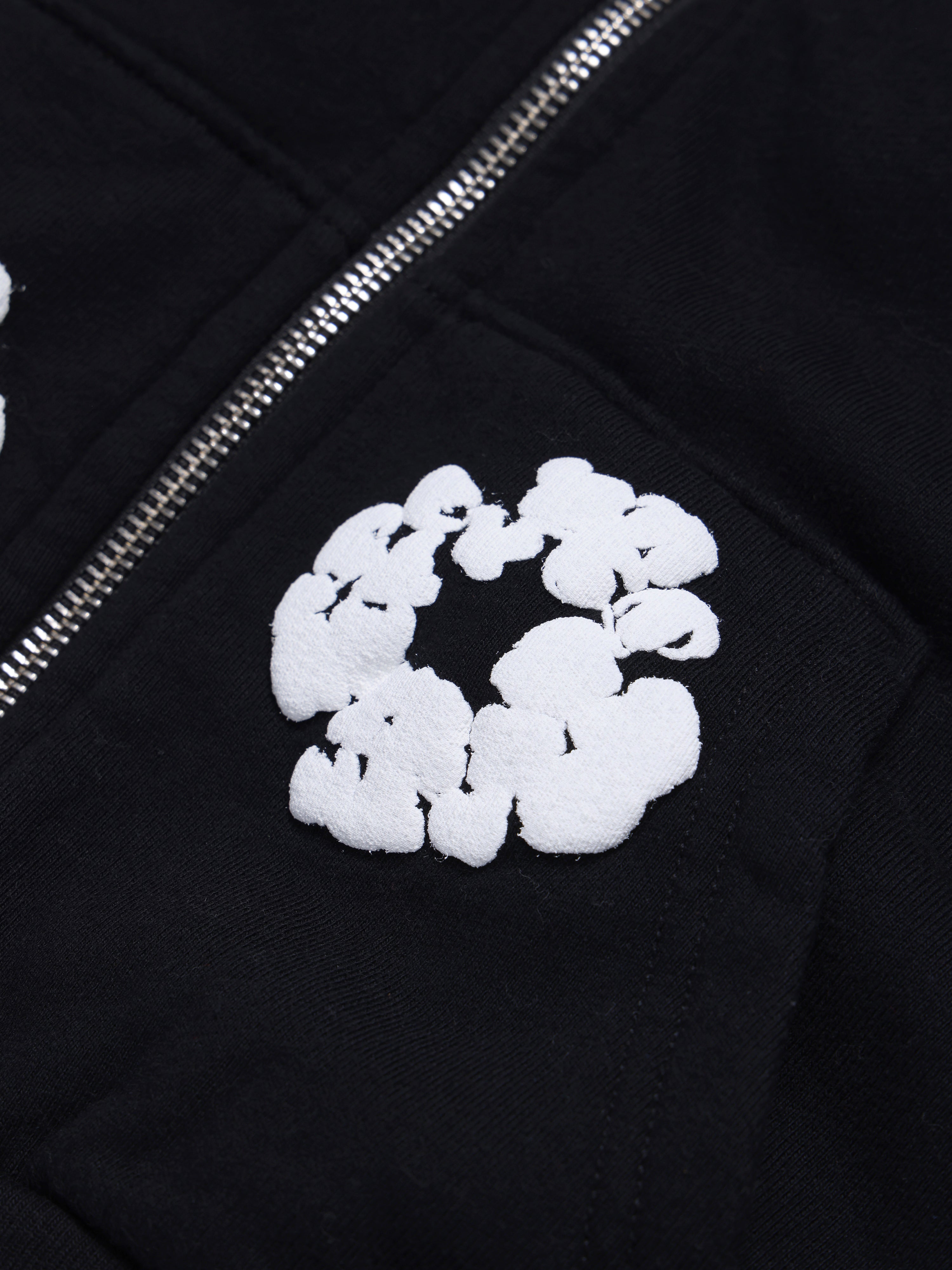 Kids Cotton Wreath Zip Hoodie Black
