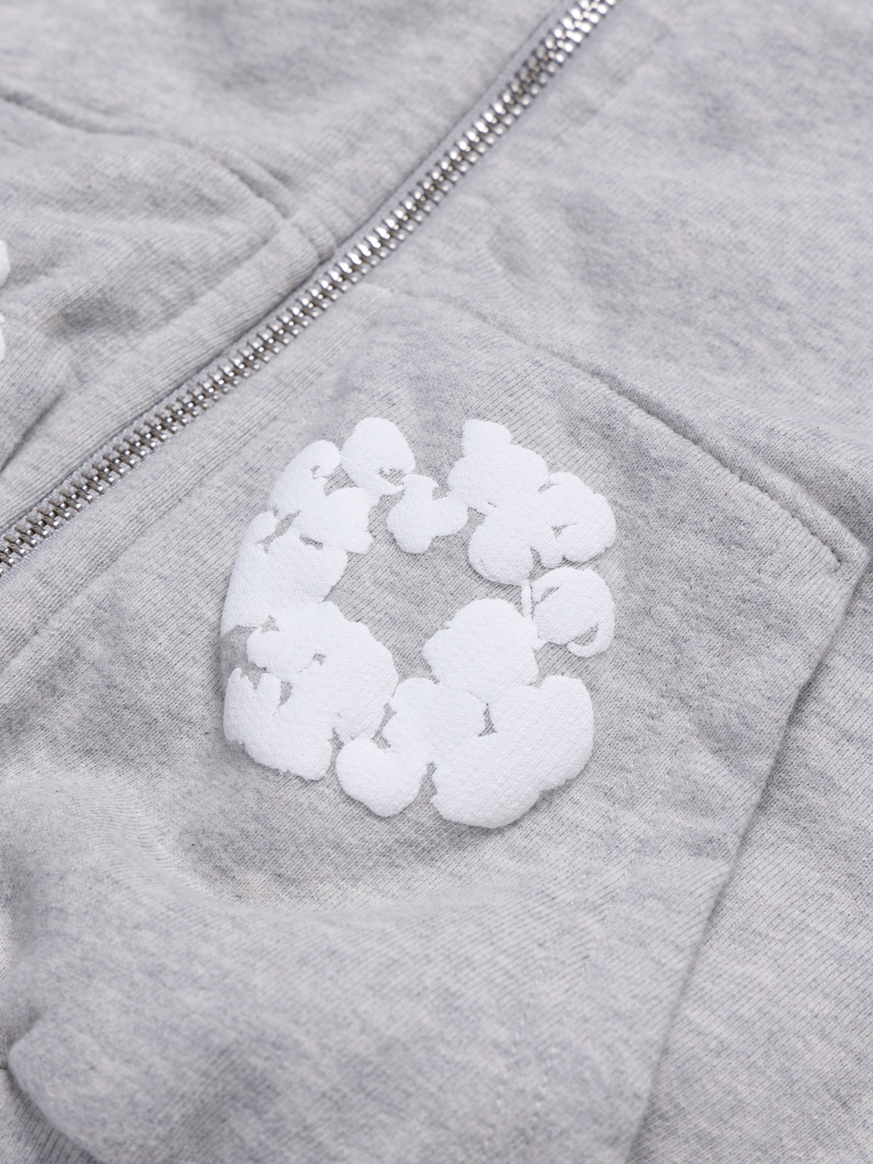 Kids Cotton Wreath Zip Hoodie Grey