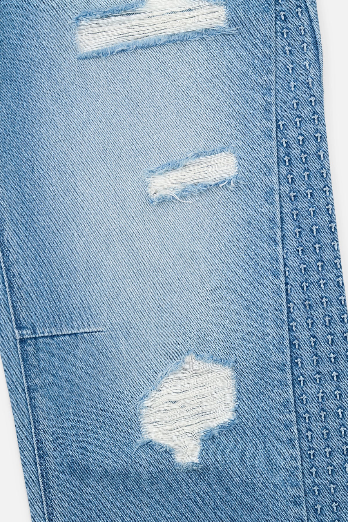 ZED STRAIGHT LEG JEAN | GLACIER BLUE 3D CROSS