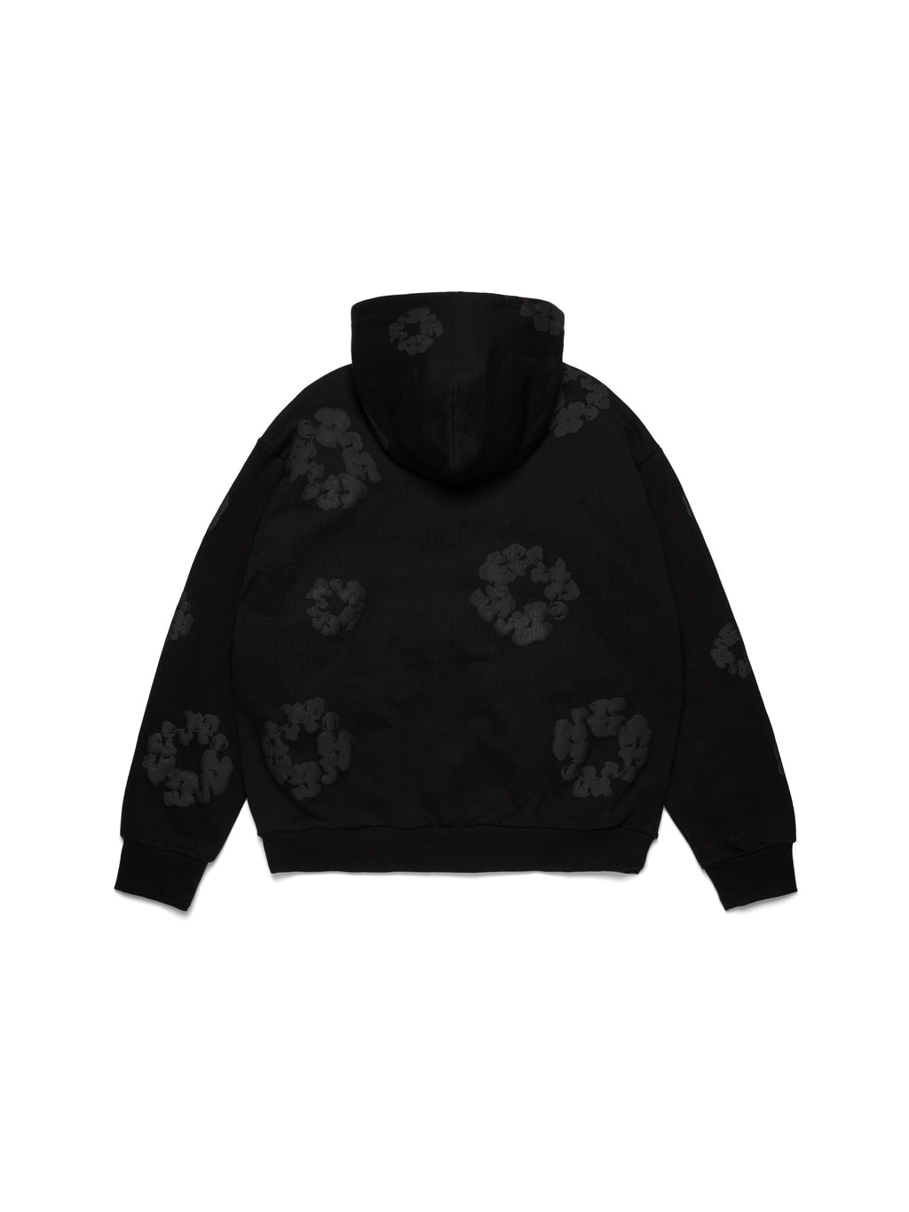 Mono Cotton Wreath Zip Hoodie Black