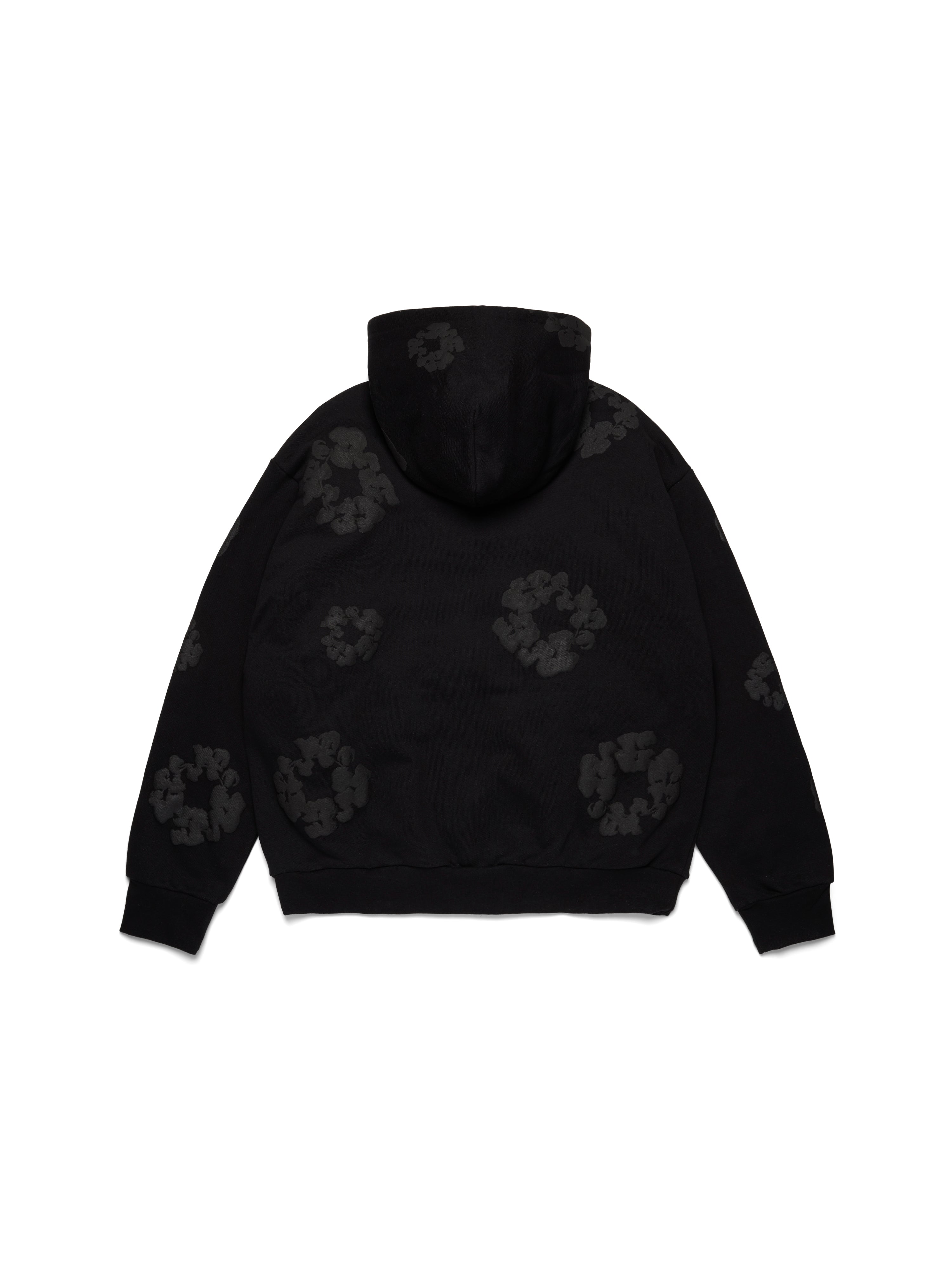 Mono Cotton Wreath Zip Hoodie Black
