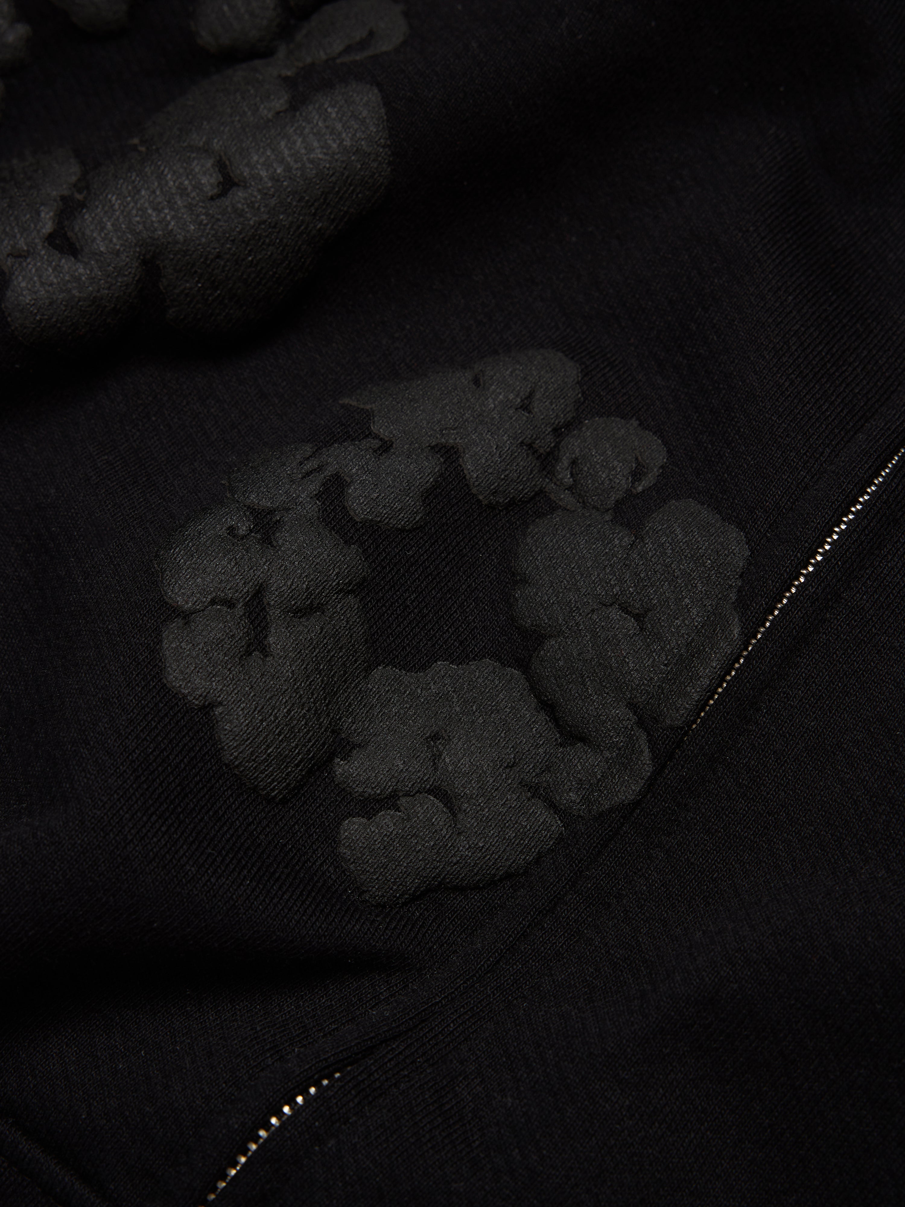Mono Cotton Wreath Zip Hoodie Black