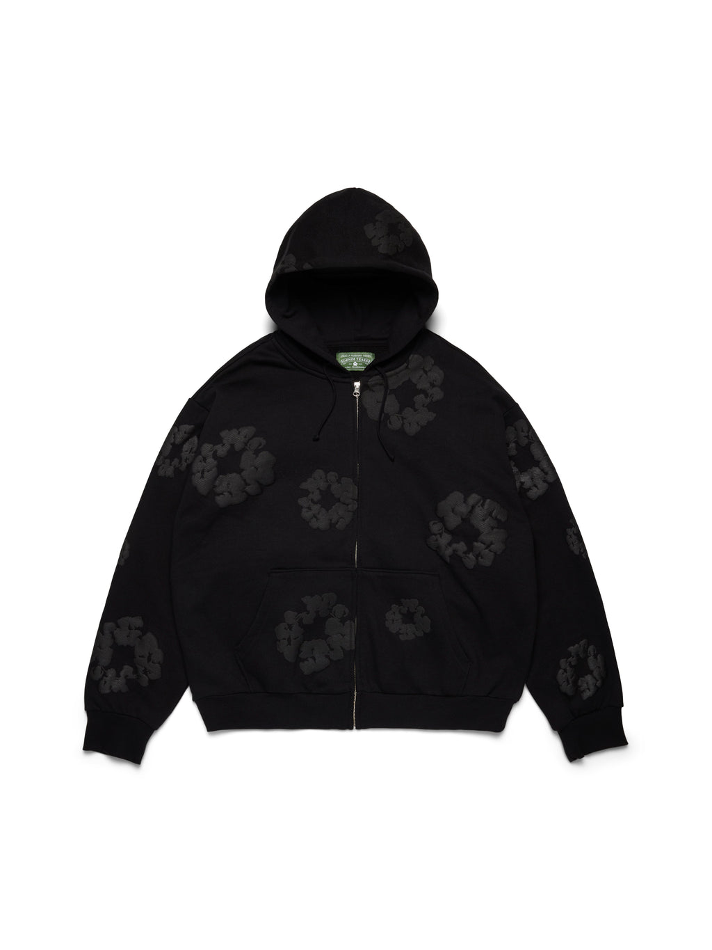 Mono Cotton Wreath Zip Hoodie Black