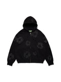 Mono Cotton Wreath Zip Hoodie Black