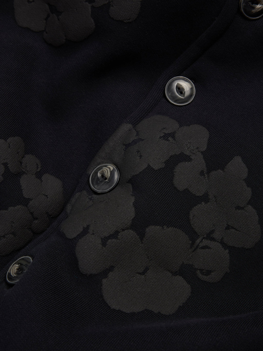 Cotton Wreath Cardigan Hoodie Black
