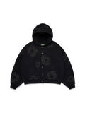 Cotton Wreath Cardigan Hoodie Black