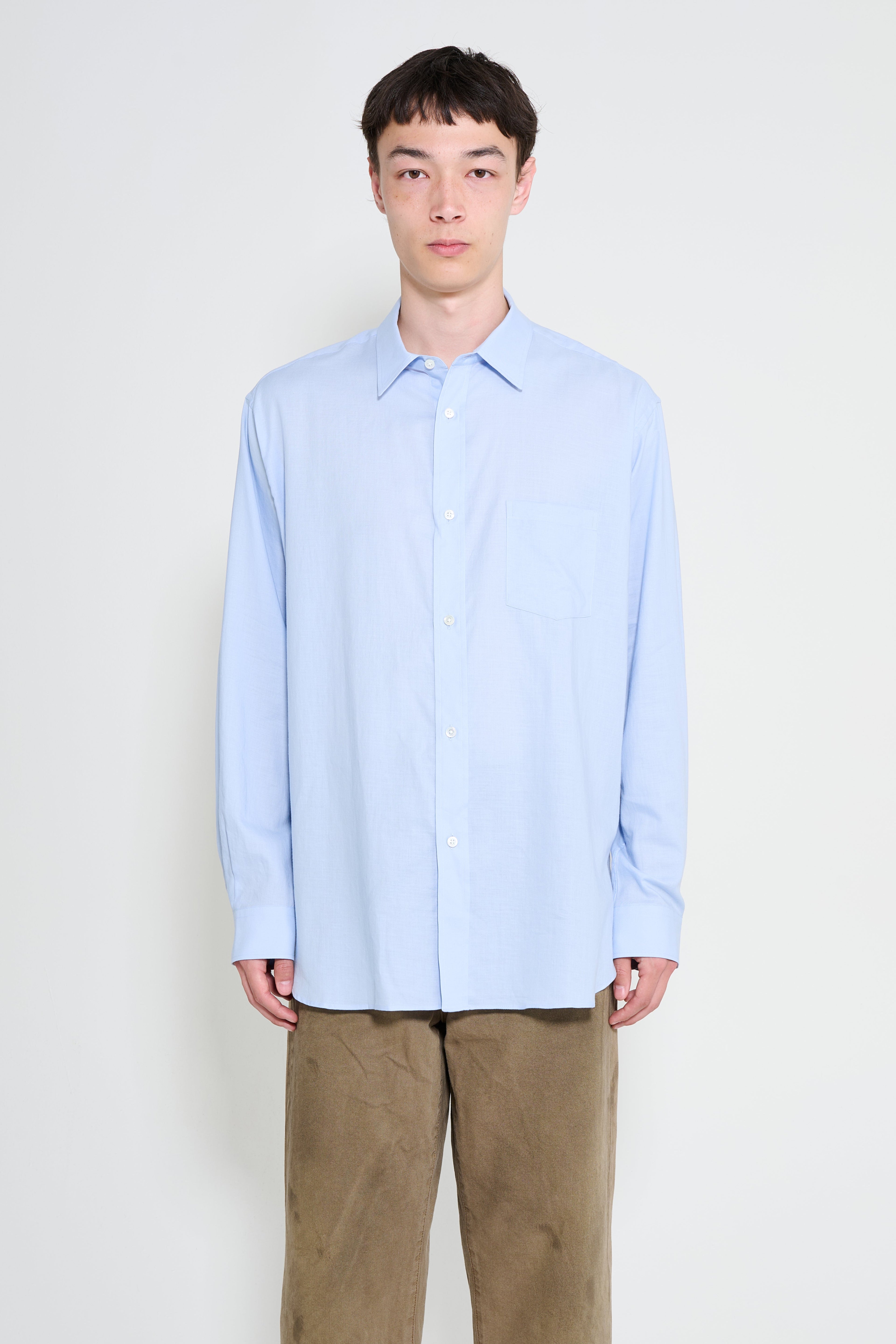 ssstein Cotton Silk Oversized Placket Shirt Sax