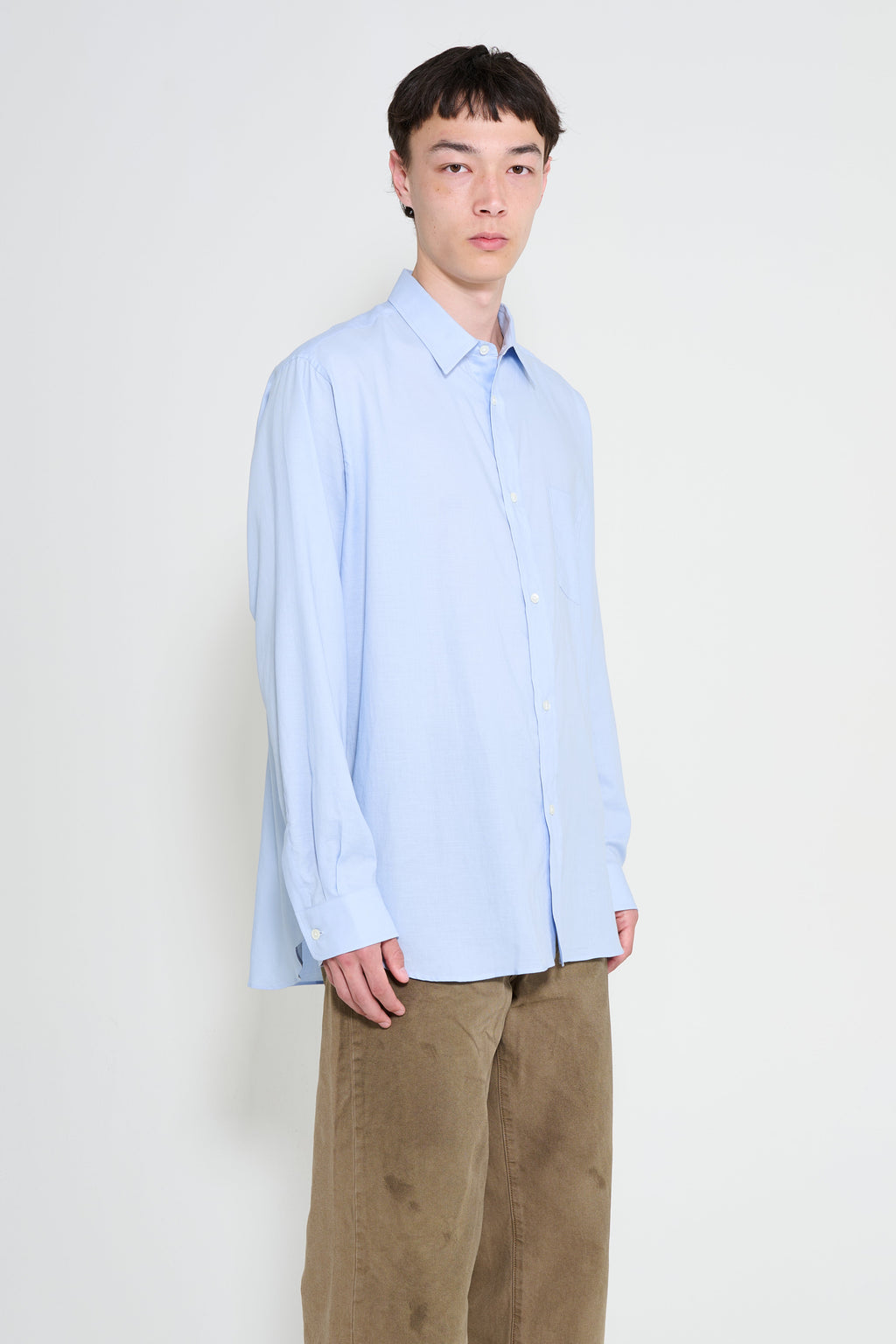 ssstein Cotton Silk Oversized Placket Shirt Sax