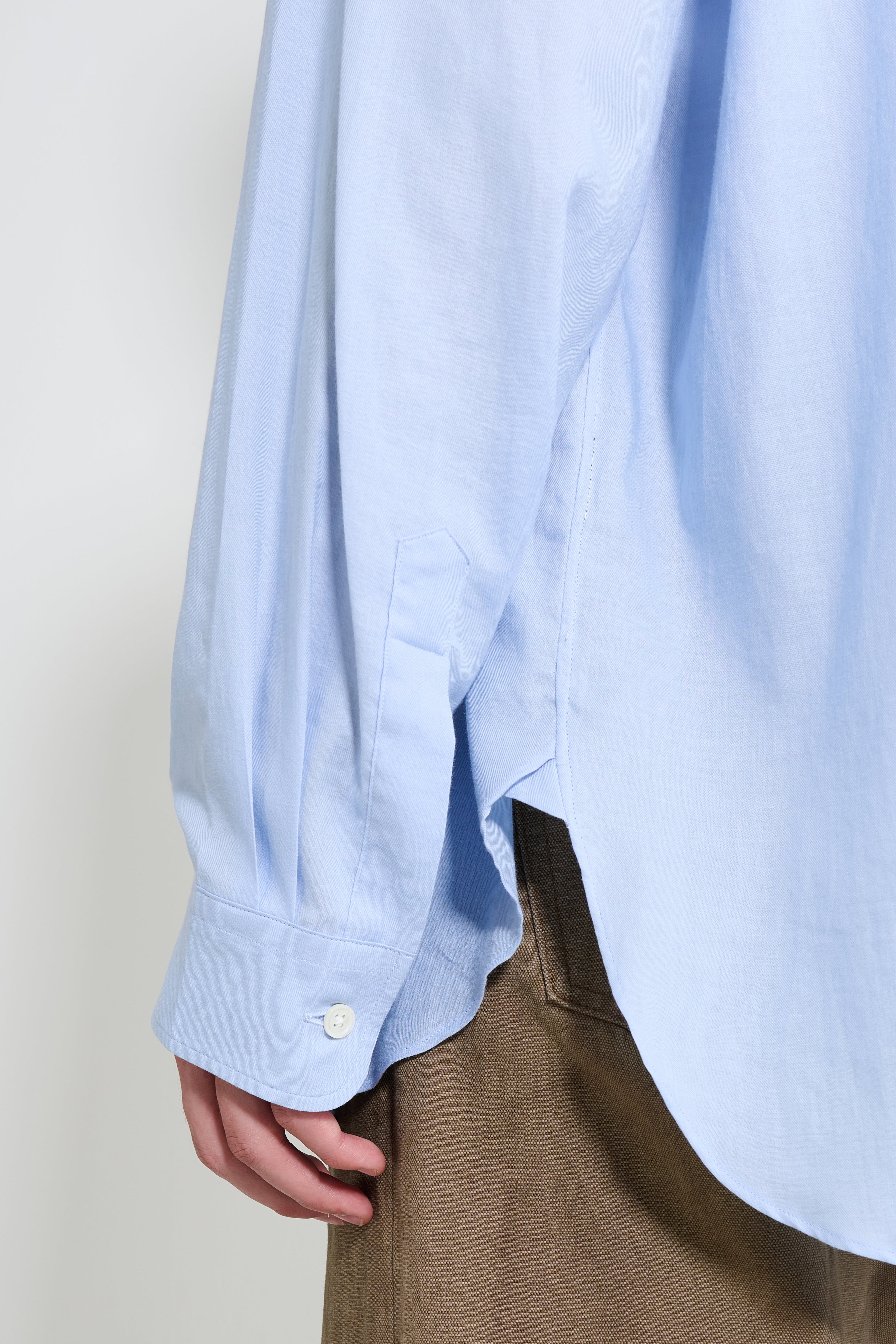 ssstein Cotton Silk Oversized Placket Shirt Sax