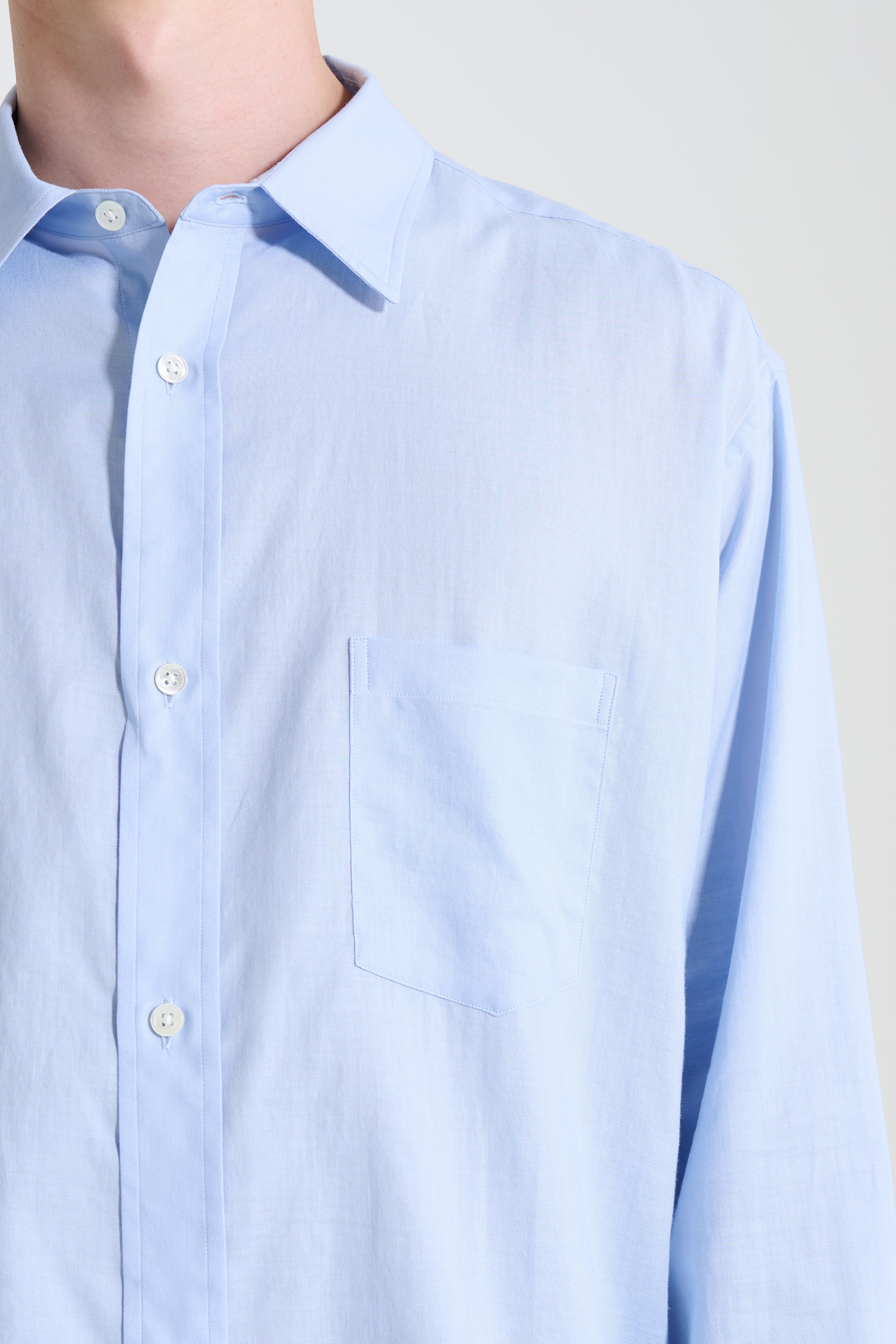 ssstein Cotton Silk Oversized Placket Shirt Sax