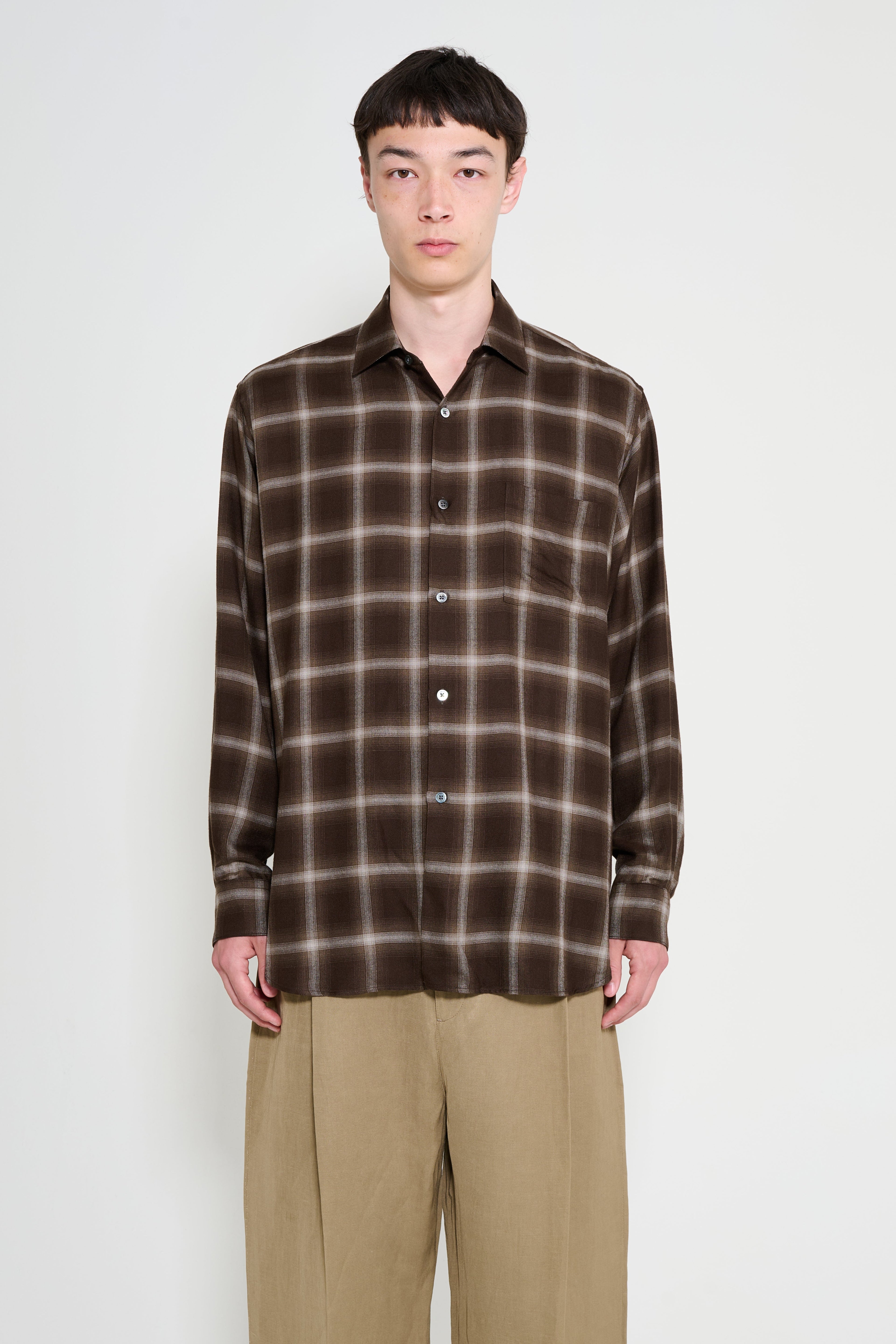 ssstein LY/VIS Check Oversized LS Shirt Brown Ombre