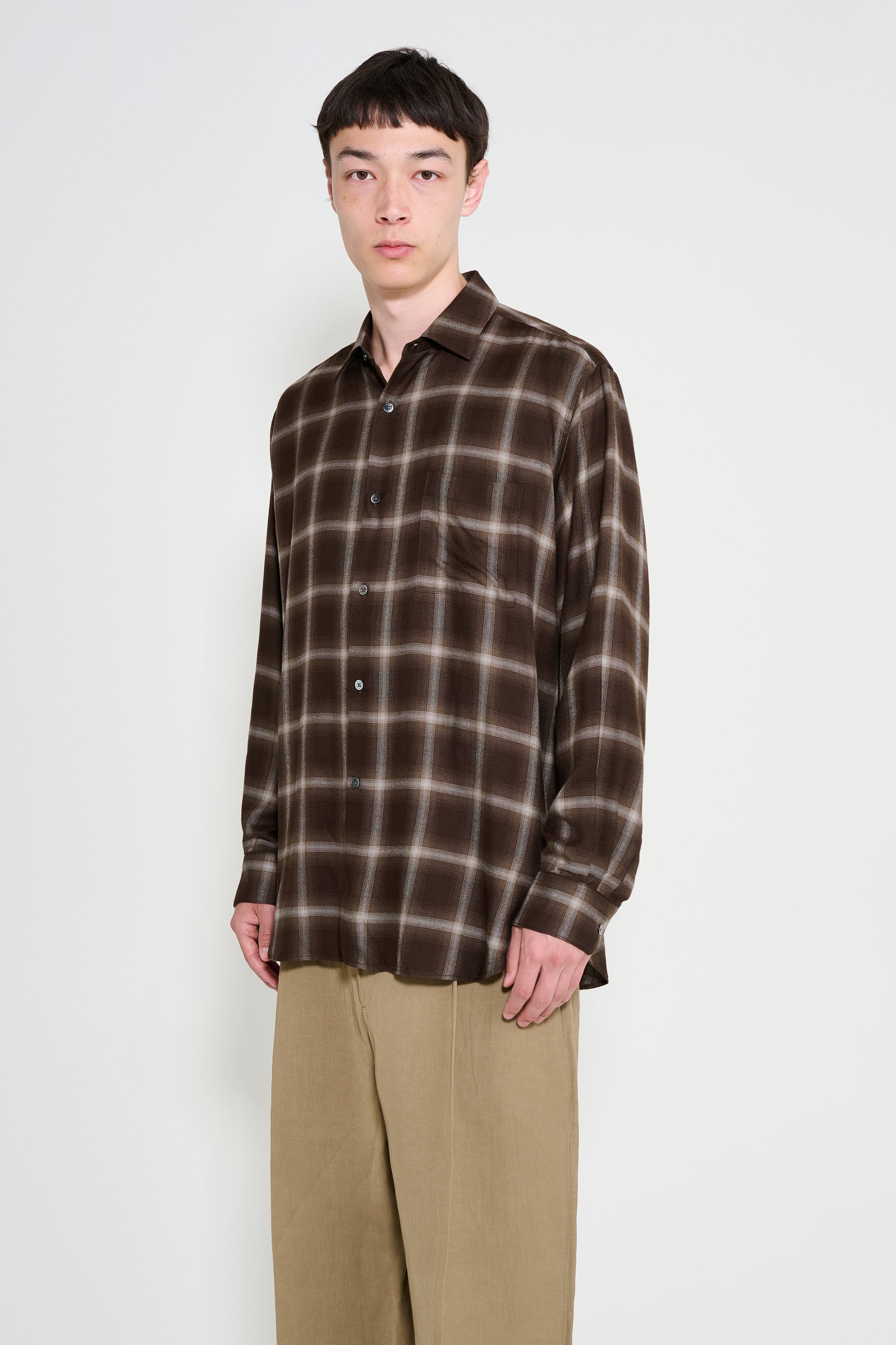 ssstein LY/VIS Check Oversized LS Shirt Brown Ombre