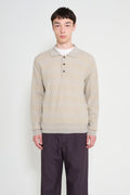 ssstein W/AL/NY Knit Stripe Polo LS Beige Greige Mix