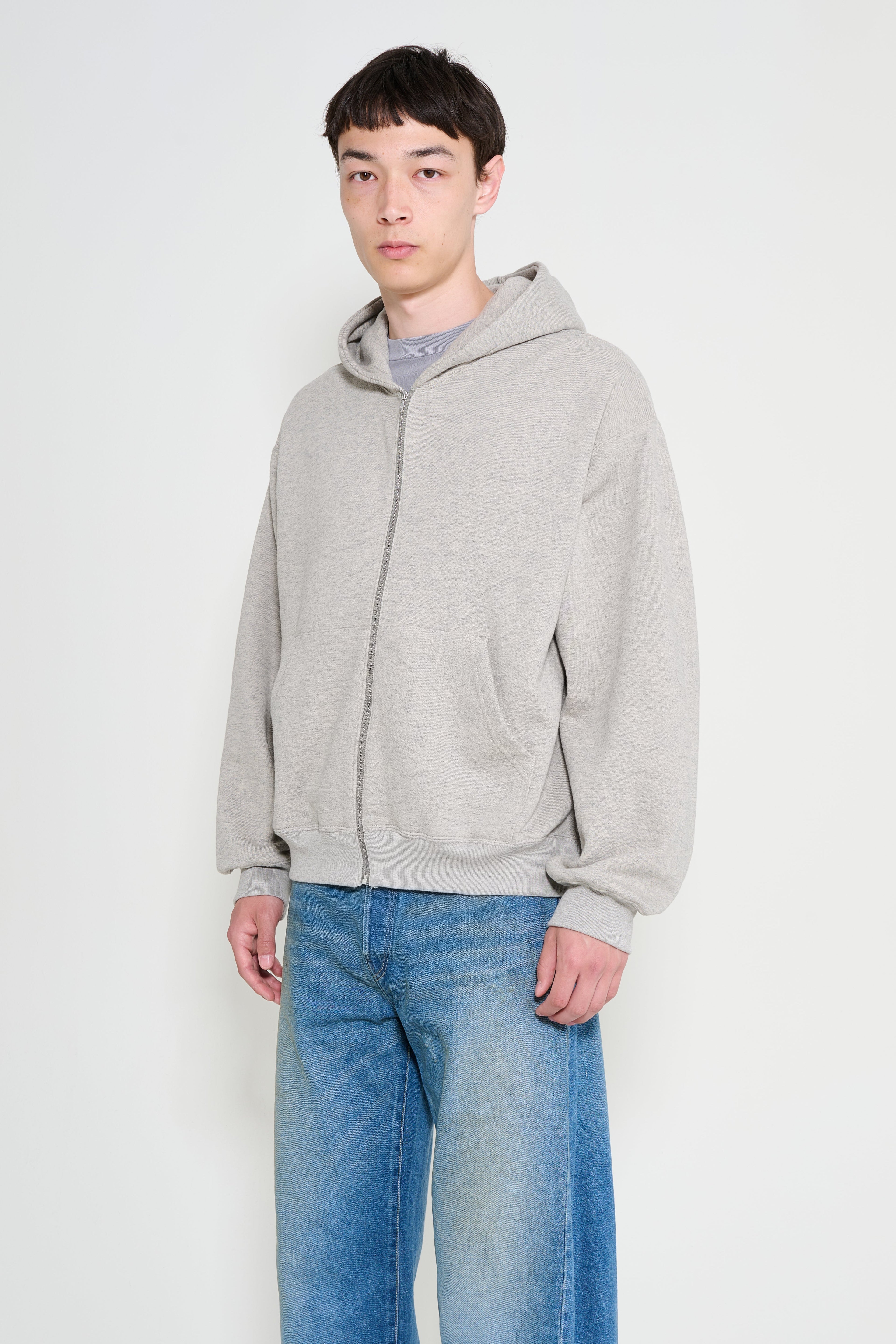 ssstein Cotton Cashmere Sweat Zip Hoody Grey