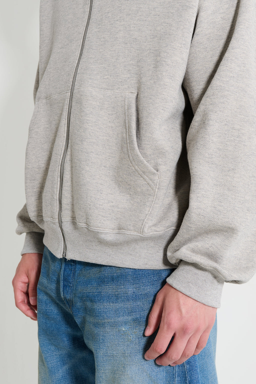 ssstein Cotton Cashmere Sweat Zip Hoody Grey